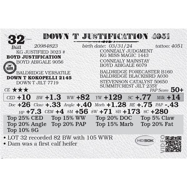 DOWN T JUSTIFICATION 4051