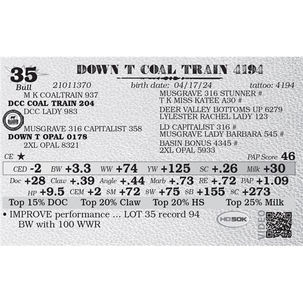 DOWN T COAL TRAIN 4194