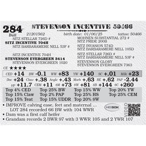 STEVENSON INCENTIVE 50466