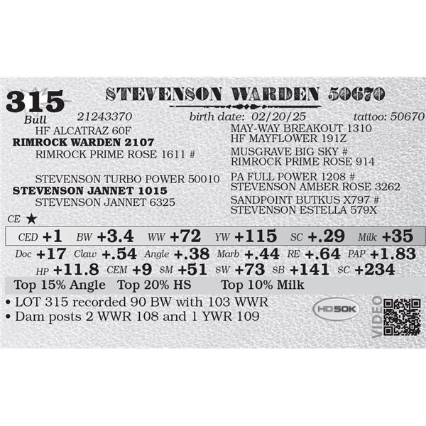 STEVENSON WARDEN 50670