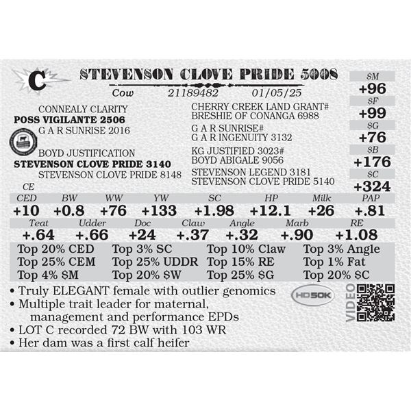 STEVENSON CLOVE PRIDE 5008