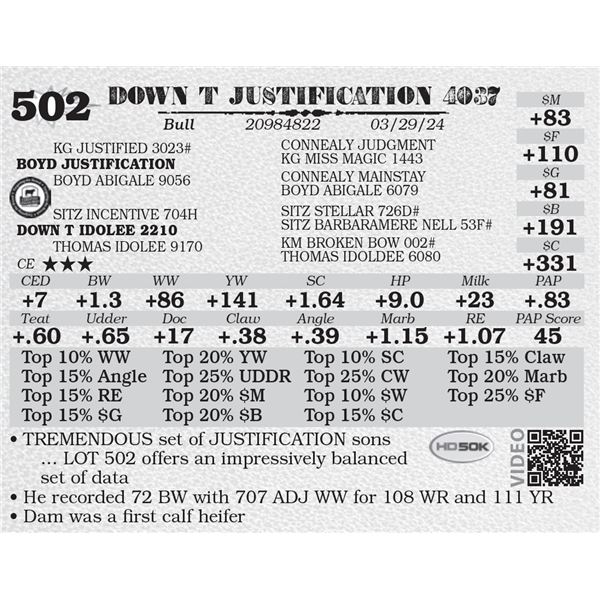 DOWN T JUSTIFICATION 4037