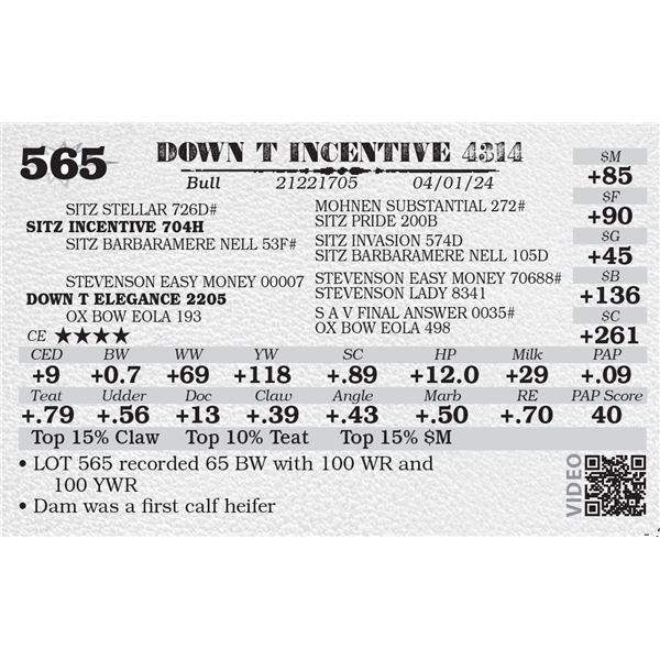 DOWN T INCENTIVE 4314