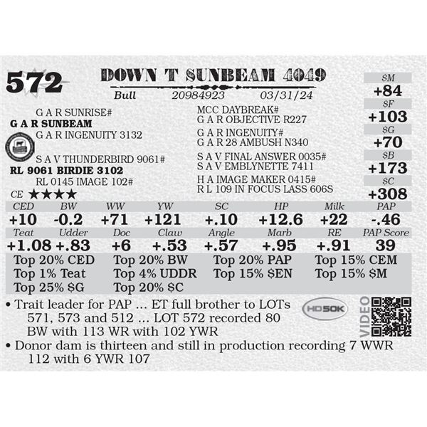 DOWN T SUNBEAM 4049