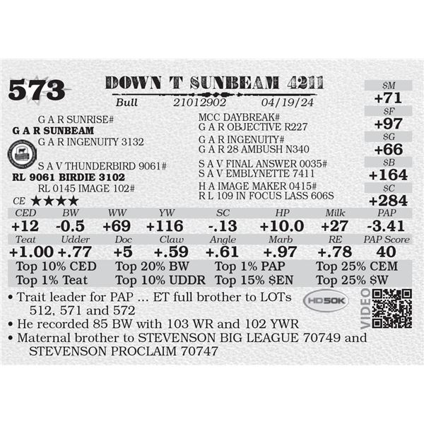 DOWN T SUNBEAM 4211