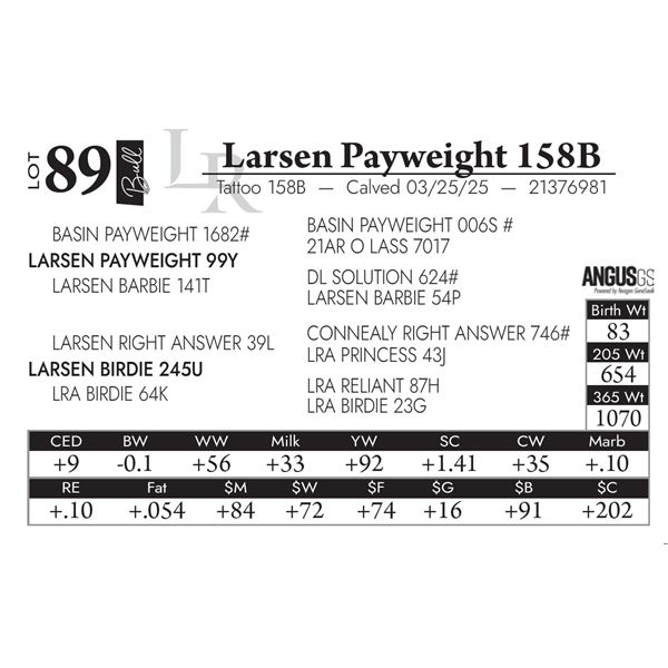 Larsen Payweight 158B