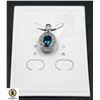 Image 1 : #57-NATURAL SWISS BLUE TOPAZ 5X7MM & CZ PENDANT