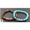 Image 1 : #175-NATURAL TIGER EYE & TURQUOISE BEAD BRACELET