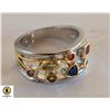 Image 1 : NEW .925 STAMPED SIZE 7.5 GOLD PLATED RING -STONES