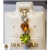 Image 1 : S241-249 10K PERIDOT/CITRINE/AQUAMARINE PENDANT