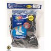 Image 1 : CREW SOCKS BLACK,SIZE 12-16,6 PACK,FRUIT OF THE