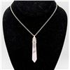 NEW ROSE QUARTZ PENDANT ON 26" LONG CHAIN