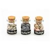 Image 1 : 3 MINI CORK LIDDED GLASS JARS W/GEMSTONES: UNAKITE