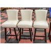 Image 1 : SET OF 3 WHITE LEATHER SWIVEL BAR STOOLS -