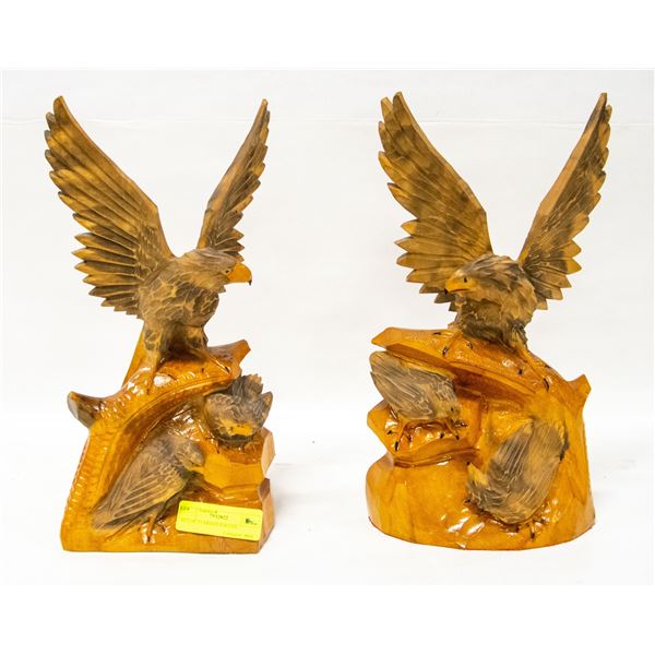 2 CARVED EAGLES