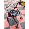 Image 1 : RED WINNIE- FOLDABLE WALKER W/ BRAKES & STORAGE