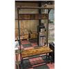 Image 1 : WOOD AND METAL HALLWAY COAT RACK/BENCH 39" X 16" X