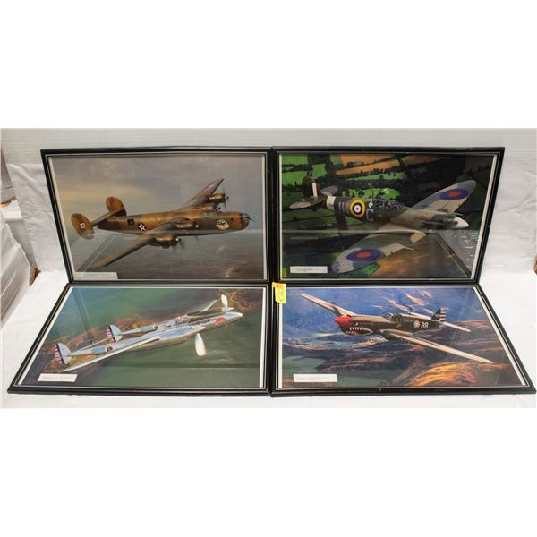 4 FRAMED AVIATION ARTWORK