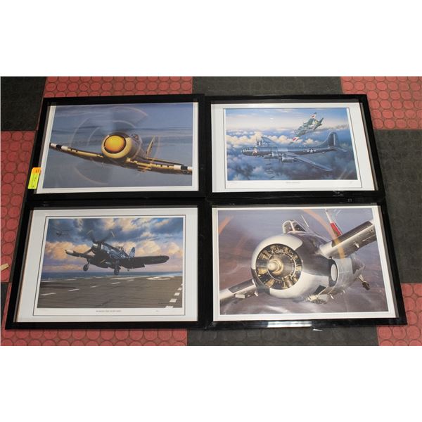 4 FRAMED AVIATION ARTWORK