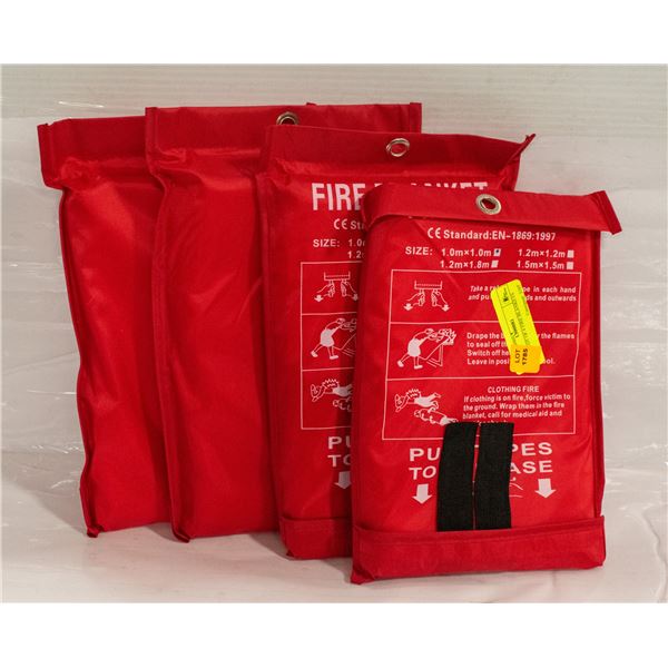 NEW LOT OF 4 FIRE BLANKETS