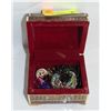 Image 1 : ITALY WOOD CHEST BOX WITH MURANO GLASS JEWELRY