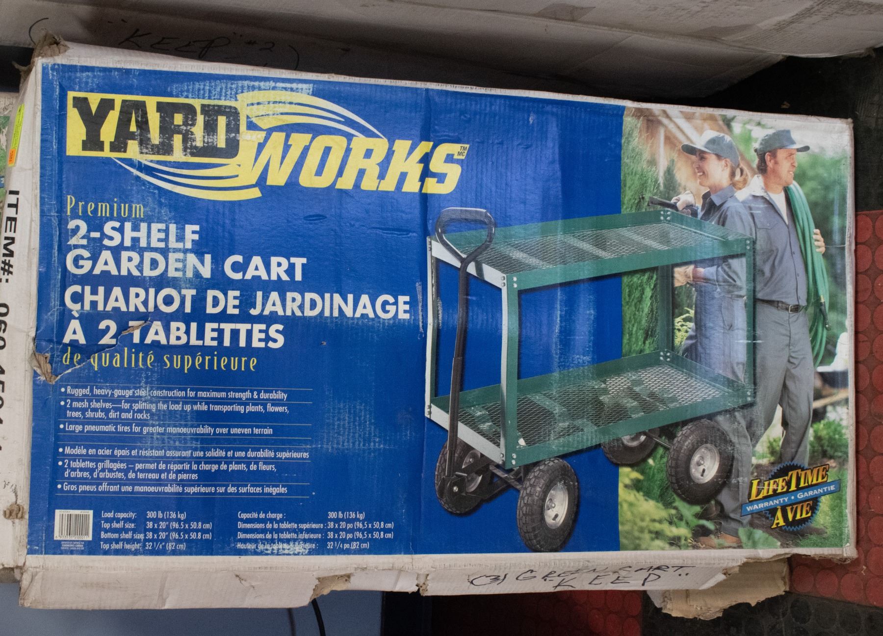 NEW IN BOX YARDWORKS PREMIUM 2SHELF GARDEN CART