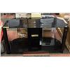 Image 1 : BLACK TEMPERED GLASS TV STAND H-22" W-18" L-42"