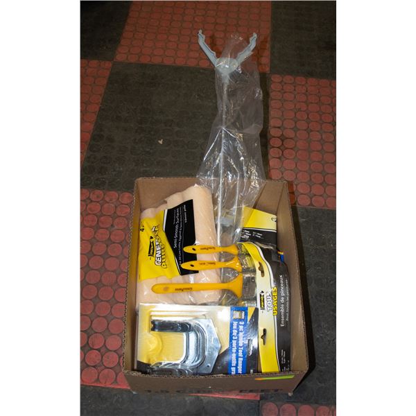BOX OF PAINTING SUPPLIES