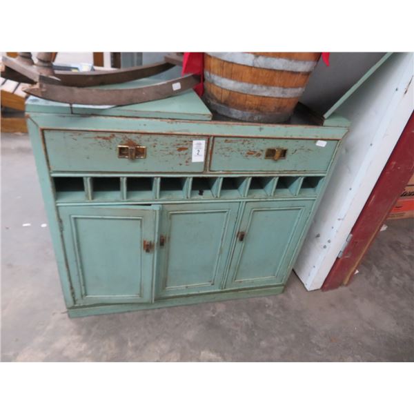 Fliptop Teal Distressed Wood 2 Over 3 Cabinet