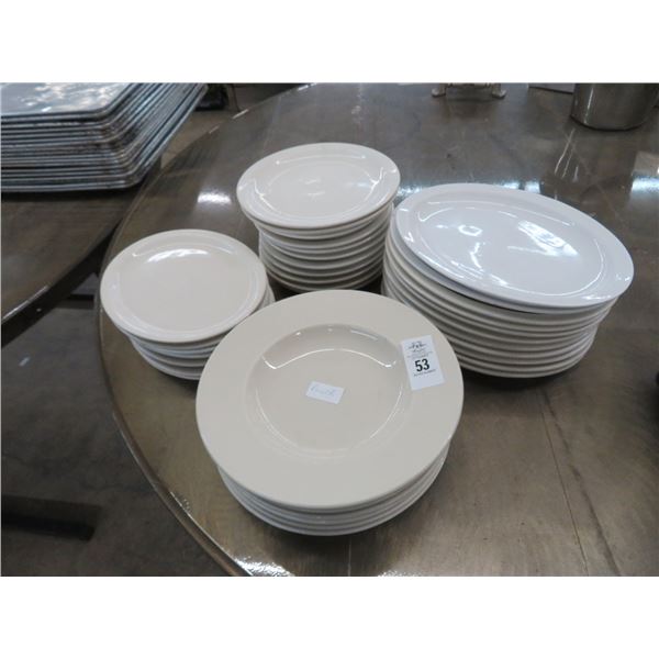 Lot of Bone White Platters, Plates & Salad Bowls