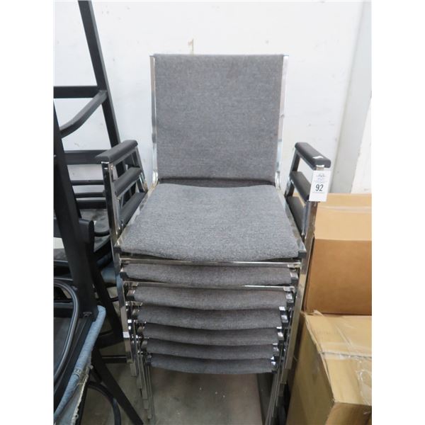 7-Gray Fabric Stack Chairs - 7 X $
