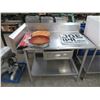 Image 1 : S/S Corner Table w/Backsplash, Drawer and Undershelf