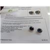 Image 1 : 14K WG Synthetic Sapphire and Diamond Earrings w/2 Oval Mixed Cut Synthetic