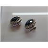 Image 2 : 14K WG Synthetic Sapphire and Diamond Earrings w/2 Oval Mixed Cut Synthetic