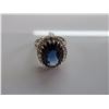 Image 2 : 14K WG Synthetic Sapphire and Diamond Ring w/One Oval Mixed Cut Synthetic
