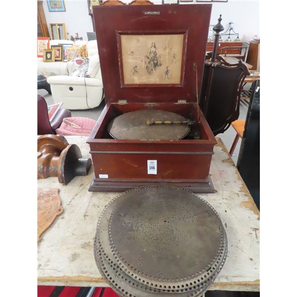 1800's Record Player w/Records