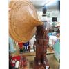 Image 2 : Carved 30" Ludhiana Statue & Woven Hat