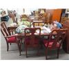 Image 1 : Mahogany Table w/Leaf, 6 Chairs and Hutch