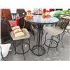 Image 1 : Metal Base Glasstop Pub Table w/2 Stools