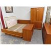 Image 1 : Teak Queen Bedroom Set w/Dresser, 2 Nightstands and Armoire