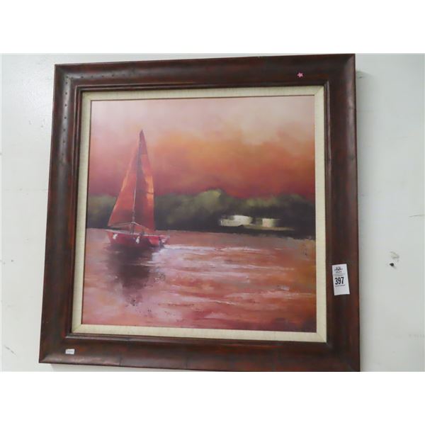 Framed Sailboat Print - 32" x 32" - Surf Oil On Canvas (2)