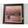 Image 1 : Framed Sailboat Print - 32" x 32" - Surf Oil On Canvas (2)