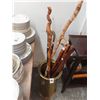 Image 1 : Brass Lion Accent Cane Stand w/Vintage Canes/Walking Sticks