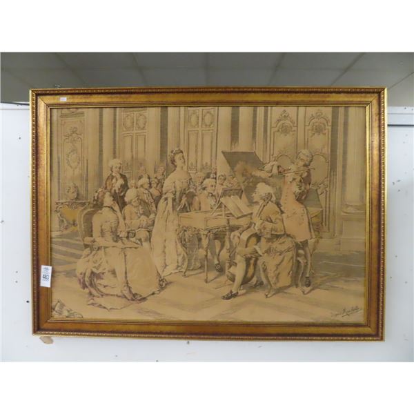 Gold Framed Victorian Tapestry Artist Marchetti - 47" x 33"