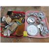 Image 1 : Tray Lot of Cookie Cutters, Pocket Knives, Make-Up and More