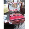 Image 1 : Vintage Red Leather Toiletries Case w/Bottles