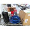 Image 2 : Rack Lot of Stock Pots Sauce Pans, Utensils and Blender