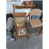 Image 1 : Oak Childs Rocker and Tan Metal Stool