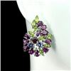 Image 2 : Natural Rhodolite Garnet Peridot Tanzanite Earrings
