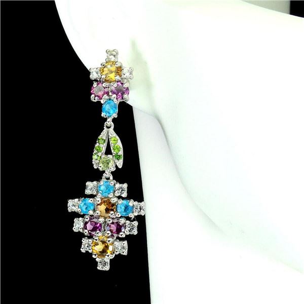 Natural Apatite Citrine Rhodolite Garnet Earrings